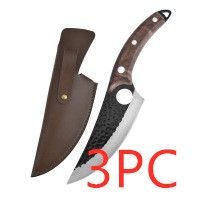 Hand forged boning knife (Option: Wood With Leather case3PC)