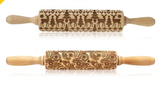 Rolling Pin Christmas Embossing (Option: Reindeer+B 35cm)